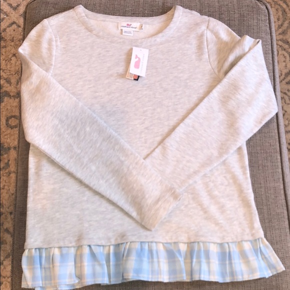 Vineyard Vines Tops - vineyard Vines Longshire Plaid Ruffled Sweatshirt